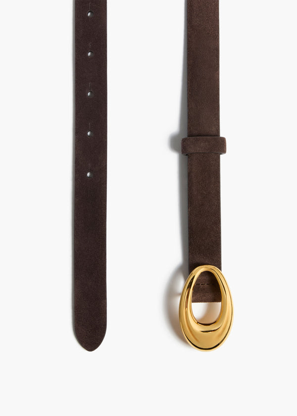 Khaite Olivia Belt Umber Suede With Gold