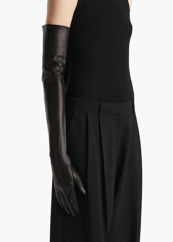 Khaite Remo Long Gloves Black Leather