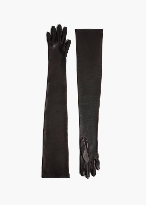 khaite Remo Long Gloves Black Leather