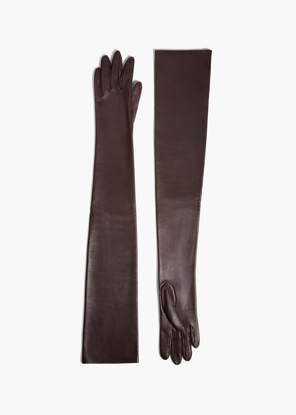 khaite Remo Long Gloves Brown Leather