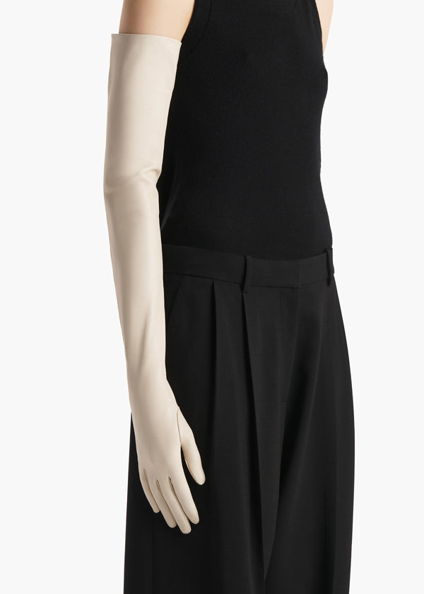 Khaite Remo Long Gloves Cream Leather