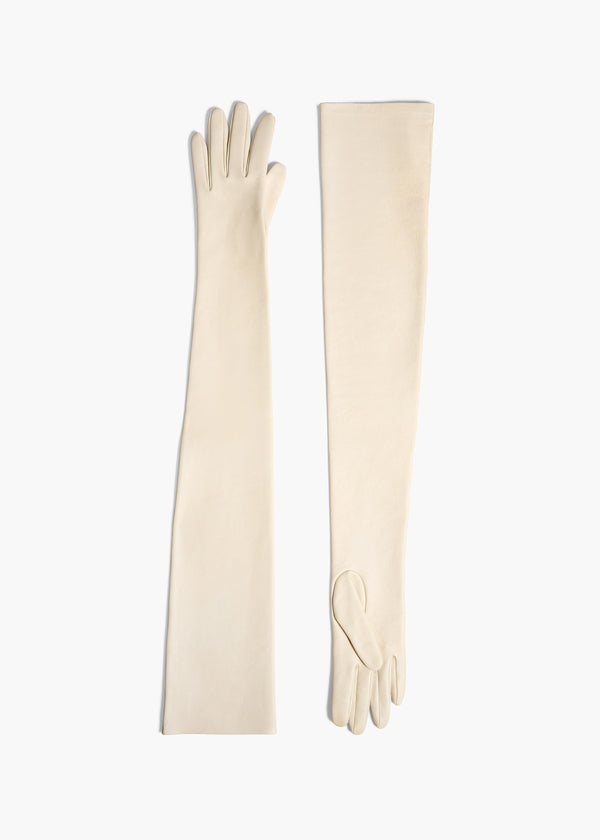 khaite Remo Long Gloves Cream Leather