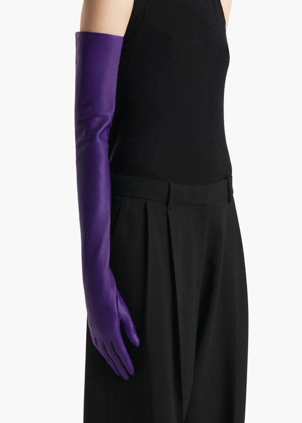 Khaite Remo Long Gloves Purple Leather