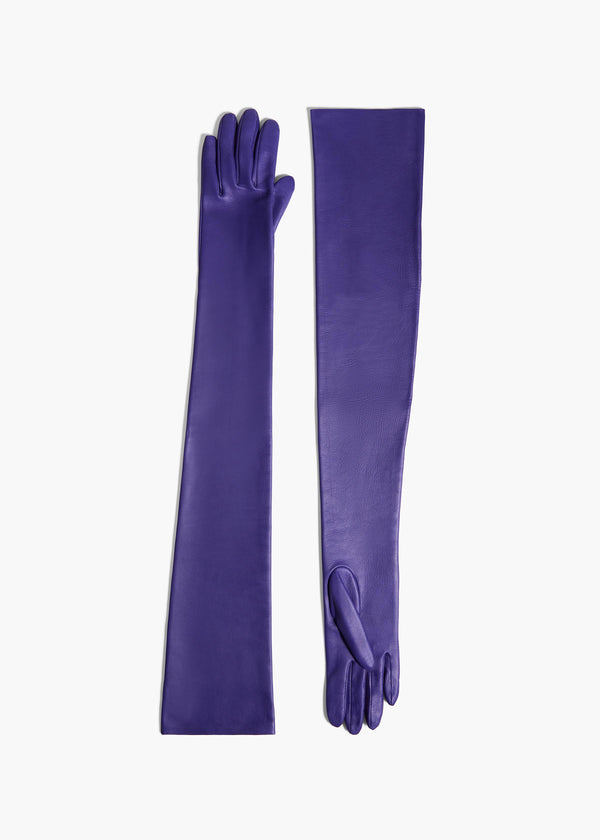khaite Remo Long Gloves Purple Leather