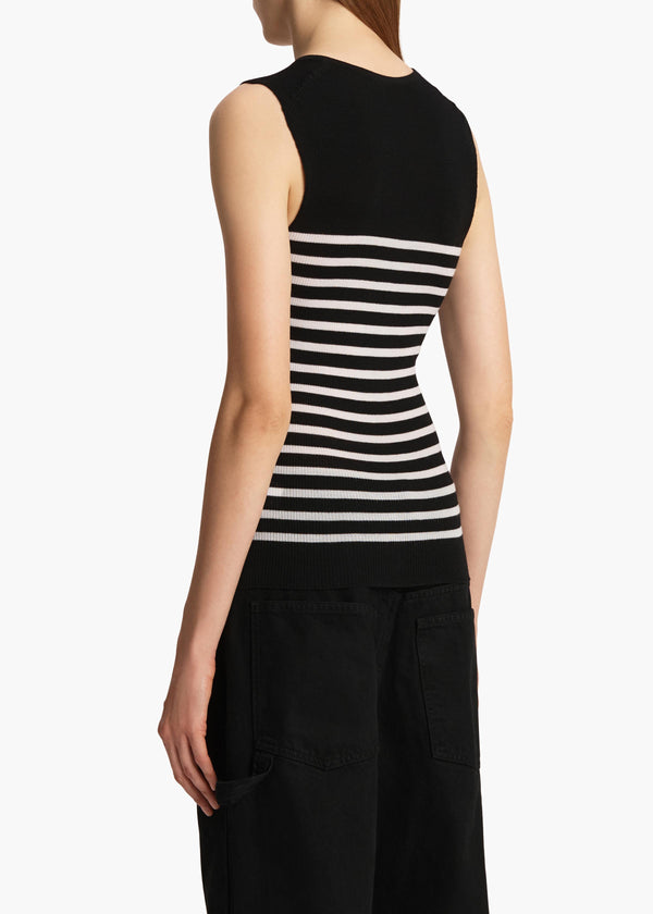 Khaite Renato Top Black And Pearl Stripe