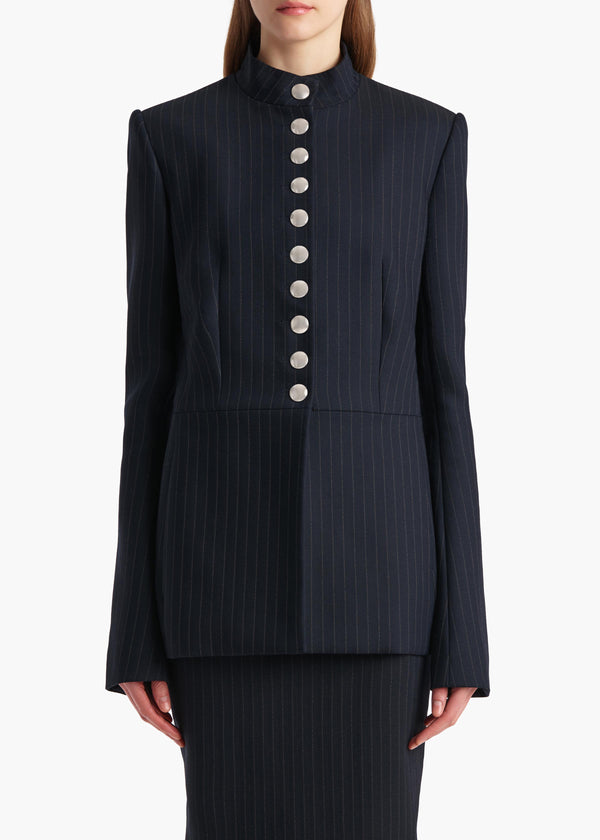 Khaite Samuel Jacket Navy And White Stripe