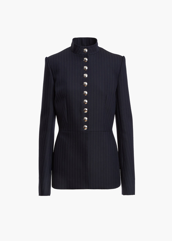 khaite Samuel Jacket Navy and White Stripe