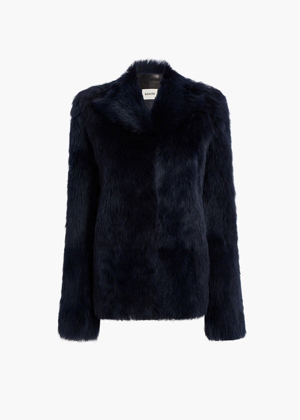 khaite Saraphina Jacket Dark Navy Shearling