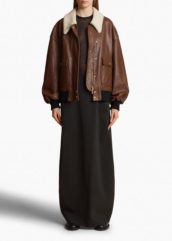 Khaite Shellar Jacket Classic Brown Leather