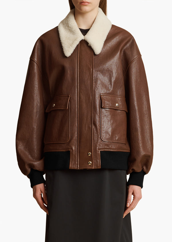 Khaite Shellar Jacket Classic Brown Leather