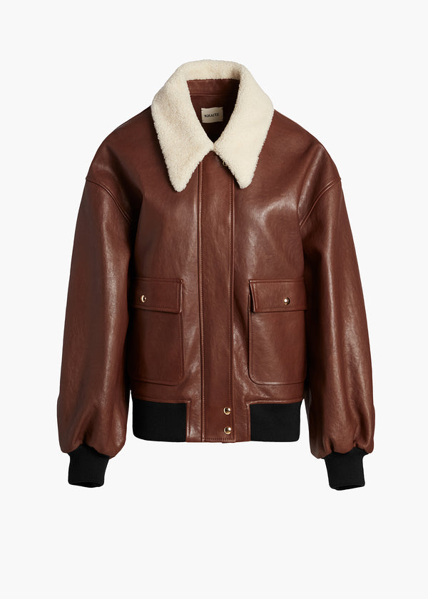 khaite Shellar Jacket Classic Brown Leather