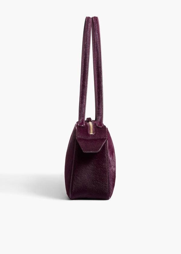 Khaite Simona Shoulder Bag Eggplant Haircalf