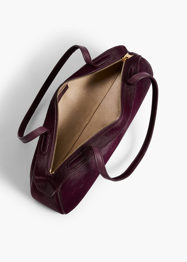 Khaite Simona Shoulder Bag Eggplant Haircalf