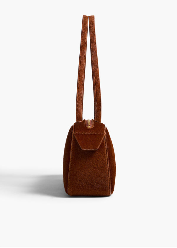Khaite Simona Shoulder Bag Rust Haircalf