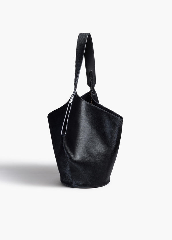 Khaite Small Lotus Tote Black Haircalf