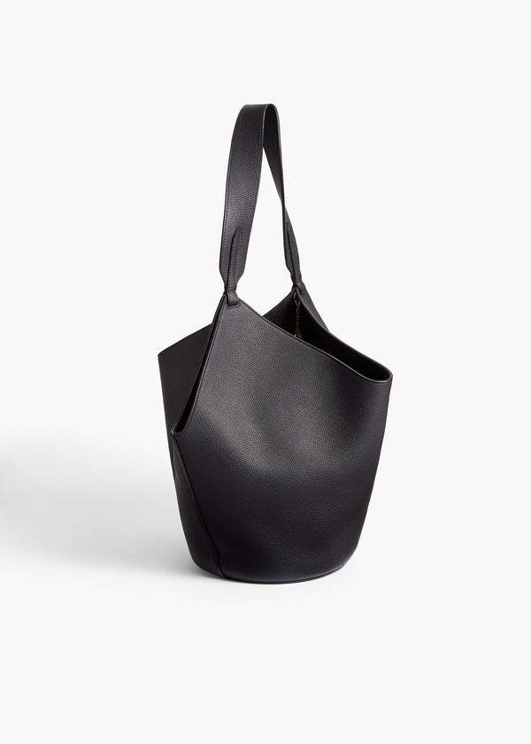 Khaite Small Lotus Tote Black Pebbled Leather