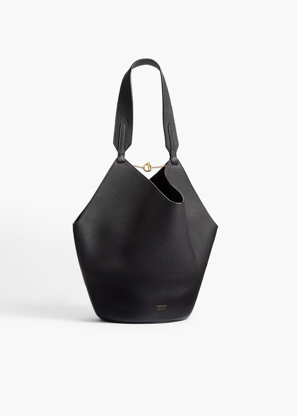 khaite Small Lotus Tote Black Pebbled Leather