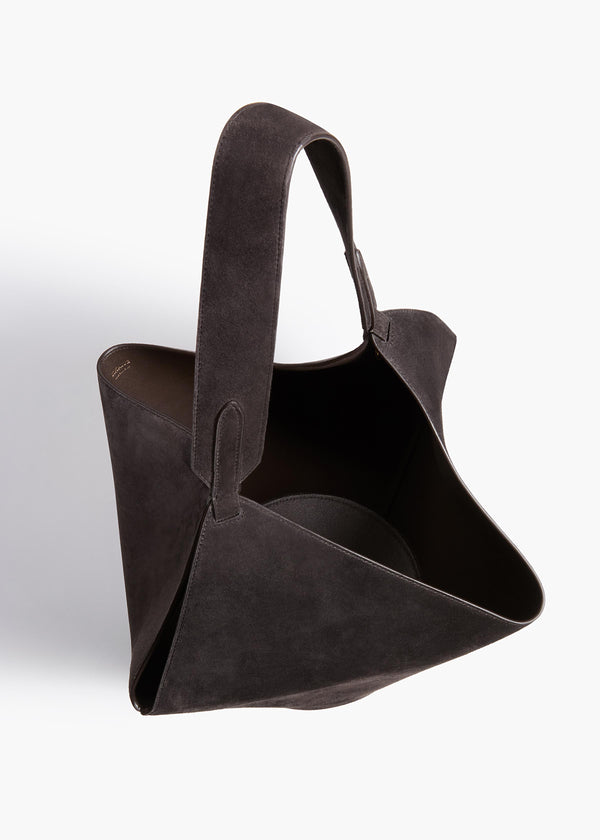 Khaite Small Lotus Tote Dark Brown Suede