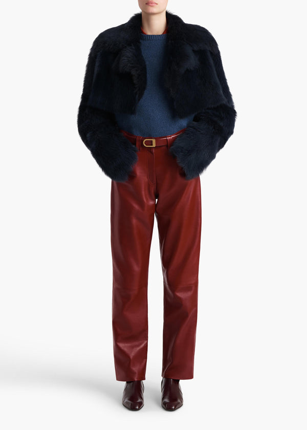 Khaite Stallone Shearling Jacket Dark Navy