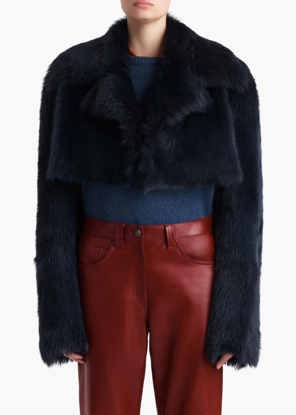 Khaite Stallone Shearling Jacket Dark Navy