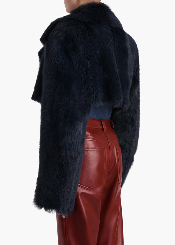 Khaite Stallone Shearling Jacket Dark Navy