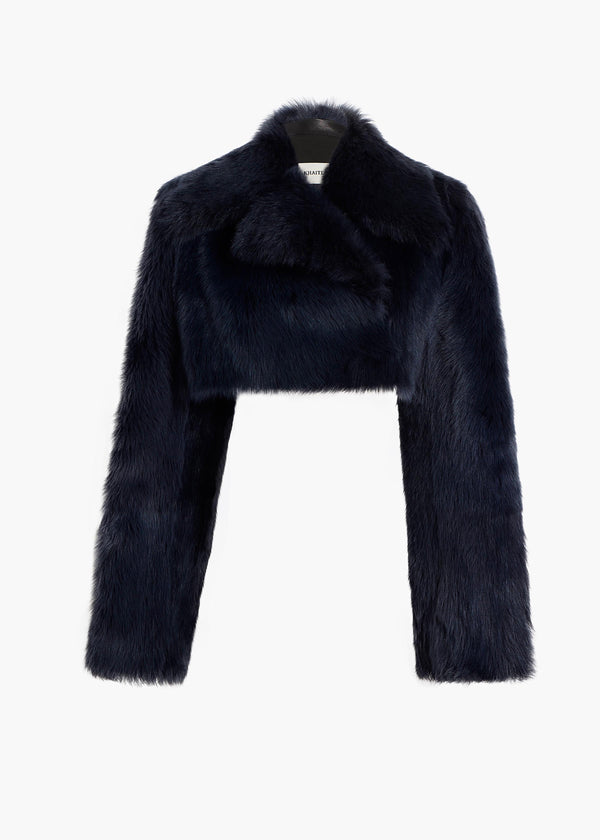 khaite Stallone Shearling Jacket Dark Navy