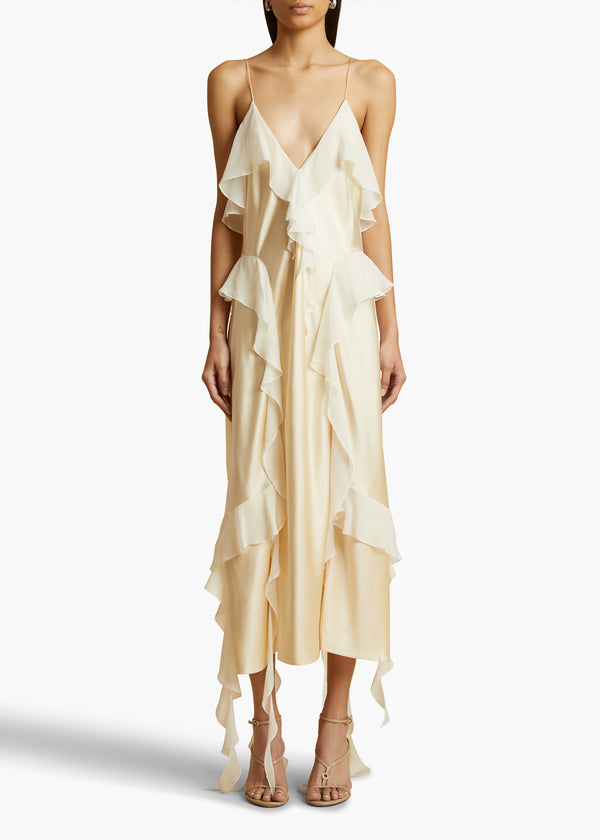 Khaite THE AMELIA CARDIGAN Powder