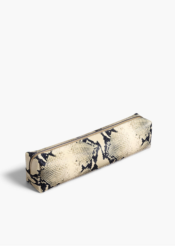Khaite Kye Pencil Case Natural Python-Embossed Leather