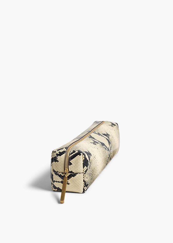 Khaite Kye Pencil Case Natural Python-Embossed Leather