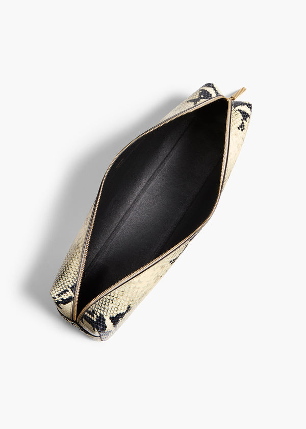 Khaite Kye Pencil Case Natural Python-Embossed Leather
