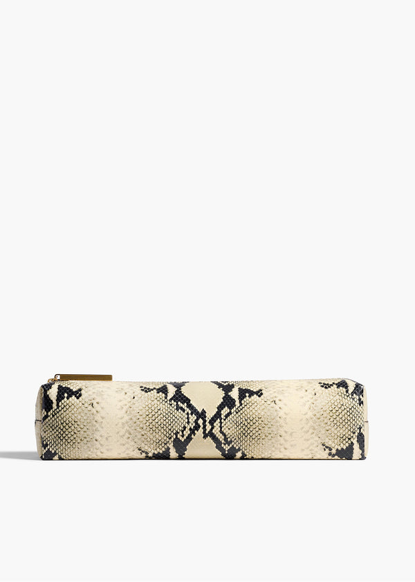 khaite Kye Pencil Case Natural Python-Embossed Leather