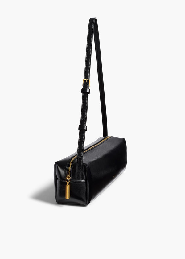 Khaite Kye Shoulder Bag Black Crackle Patent Leather