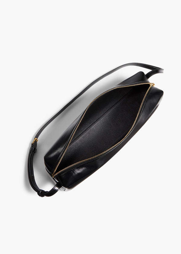 Khaite Kye Shoulder Bag Black Crackle Patent Leather