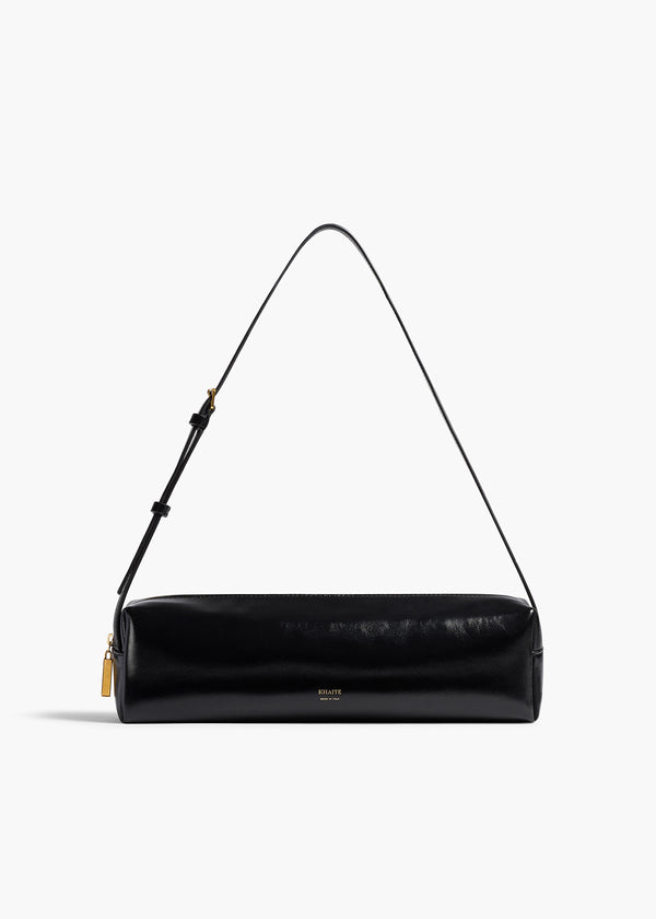 khaite Kye Shoulder Bag Black Crackle Patent Leather