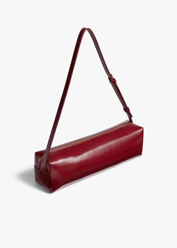 Khaite Kye Shoulder Bag Oxblood Crackle Patent Leather