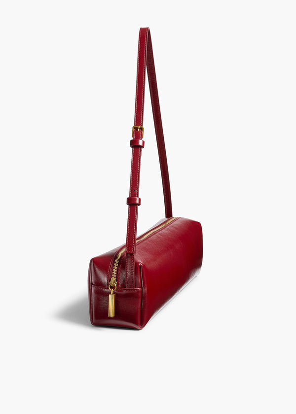 Khaite Kye Shoulder Bag Oxblood Crackle Patent Leather