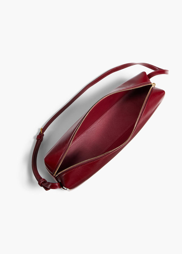 Khaite Kye Shoulder Bag Oxblood Crackle Patent Leather