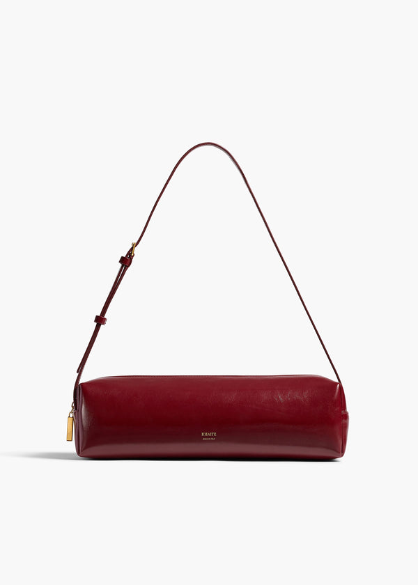 khaite Kye Shoulder Bag Oxblood Crackle Patent Leather