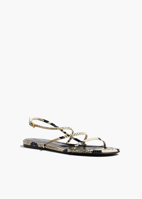 Khaite Loop Flat Sandal Natural Python-Embossed Leather