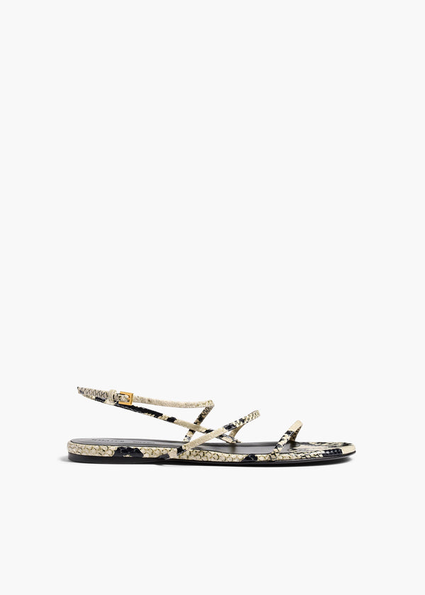 khaite Loop Flat Sandal Natural Python-Embossed Leather