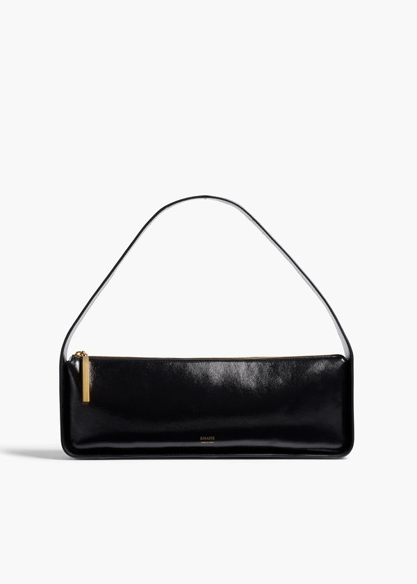 khaite Lori Baguette Bag Black Crackle Patent Leather