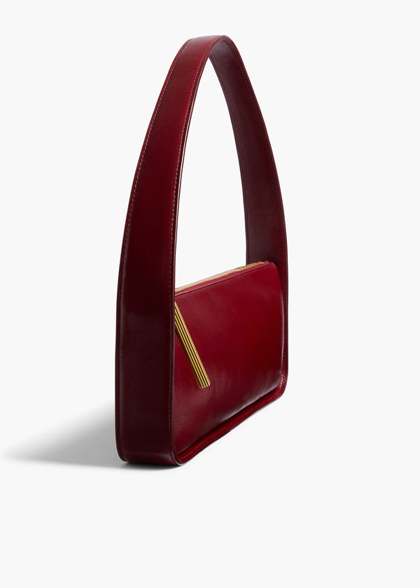 Khaite Lori Baguette Bag Bordeaux Crackle Patent Leather