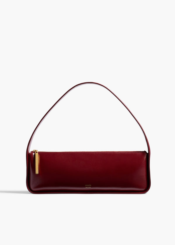 khaite Lori Baguette Bag Bordeaux Crackle Patent Leather