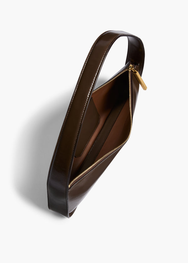 Khaite Lori Baguette Bag Chestnut Crackle Patent Leather