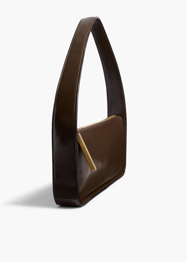 Khaite Lori Baguette Bag Chestnut Crackle Patent Leather