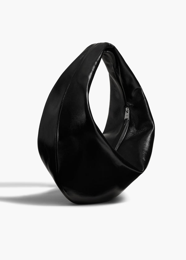 Khaite Medium Olivia Hobo Black Crackle Patent Leather