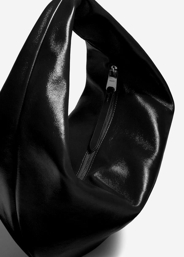 Khaite Medium Olivia Hobo Black Crackle Patent Leather