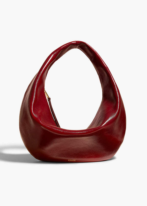 khaite Medium Olivia Hobo Oxblood Crackle Patent Leather