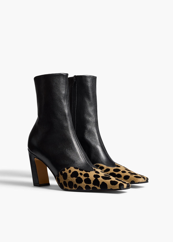 Khaite Nevada Stretch High Boot Black Leather With Hyena Print Haircalf