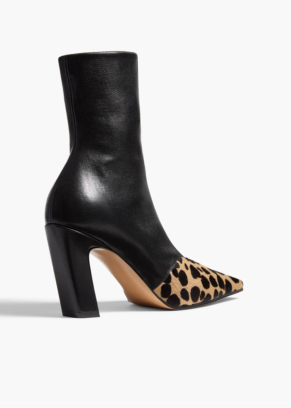 Khaite Nevada Stretch High Boot Black Leather With Hyena Print Haircalf